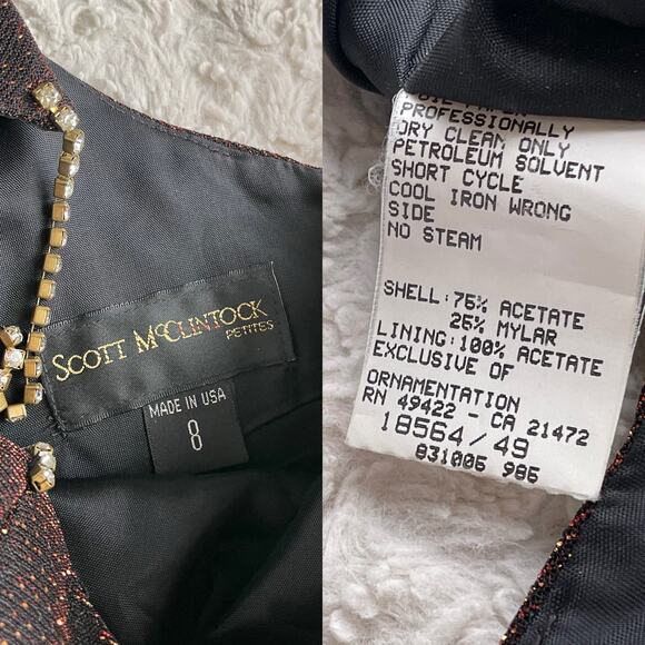 SOLD Scott McClintock copper metallic glitter prom dress maxi gown rhinestone - Picture 4 of 13